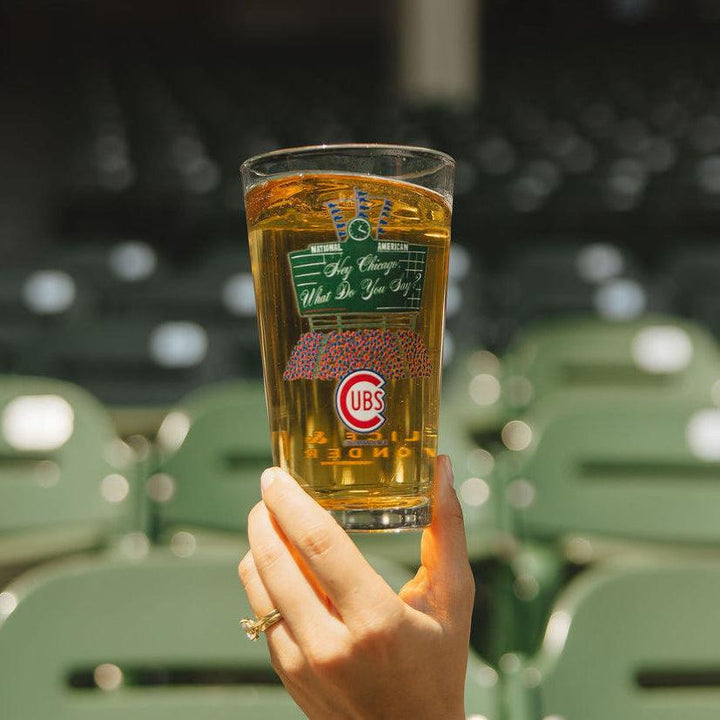 Chicago Cubs x Alice &amp; Wonder Scoreboard Pint Glass Drinkware LOGO BRANDS