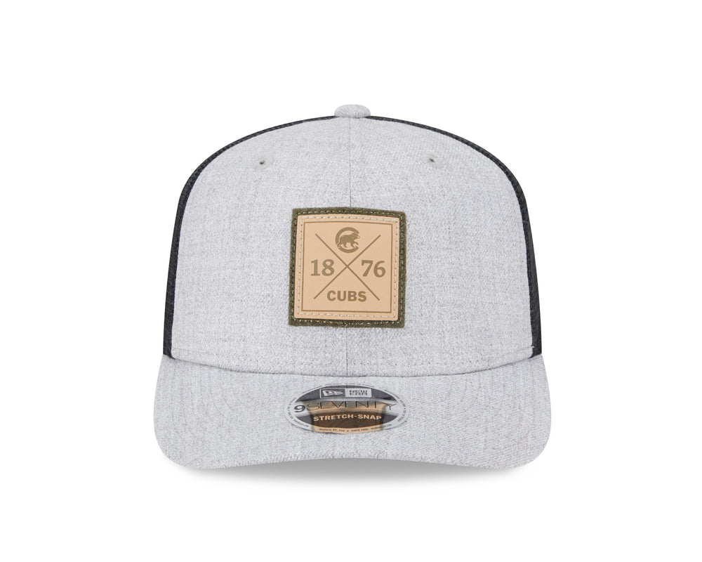 Chicago Cubs New Era Leather Patch Heather Grey 9Seventy Snapback Cap Caps NEW ERA CAP COMPANY