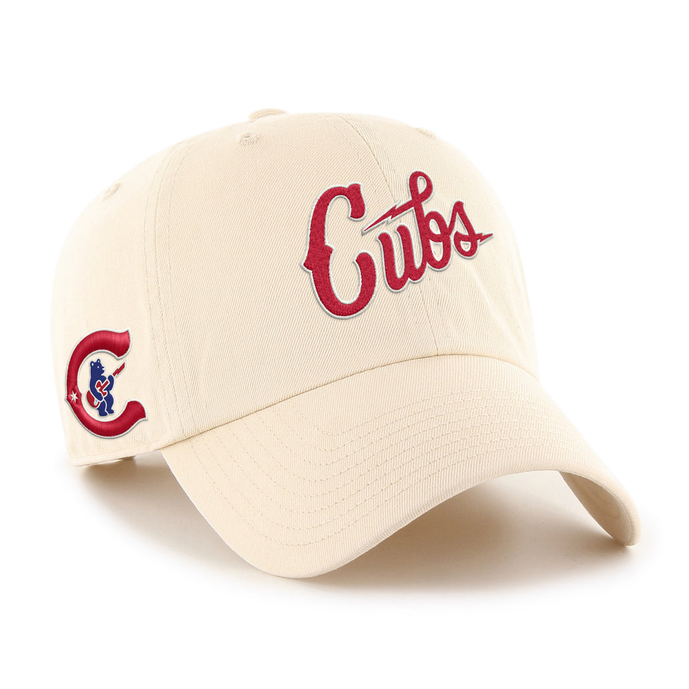 Chicago Cubs Blues Alt Script Side Hit Natural Clean Up Cap by '47 Brand Ivy Shop