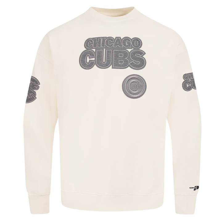 Chicago Cubs Bullseye Logo Terry Cream Crewneck by Pro Standard Sweatshirts & Hoodies PRO STANDARD