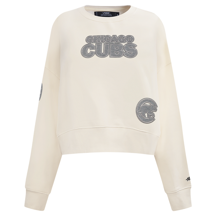 Chicago Cubs Women's Terry Cream Crewneck by Pro Standard Sweatshirts & Hoodies PRO STANDARD