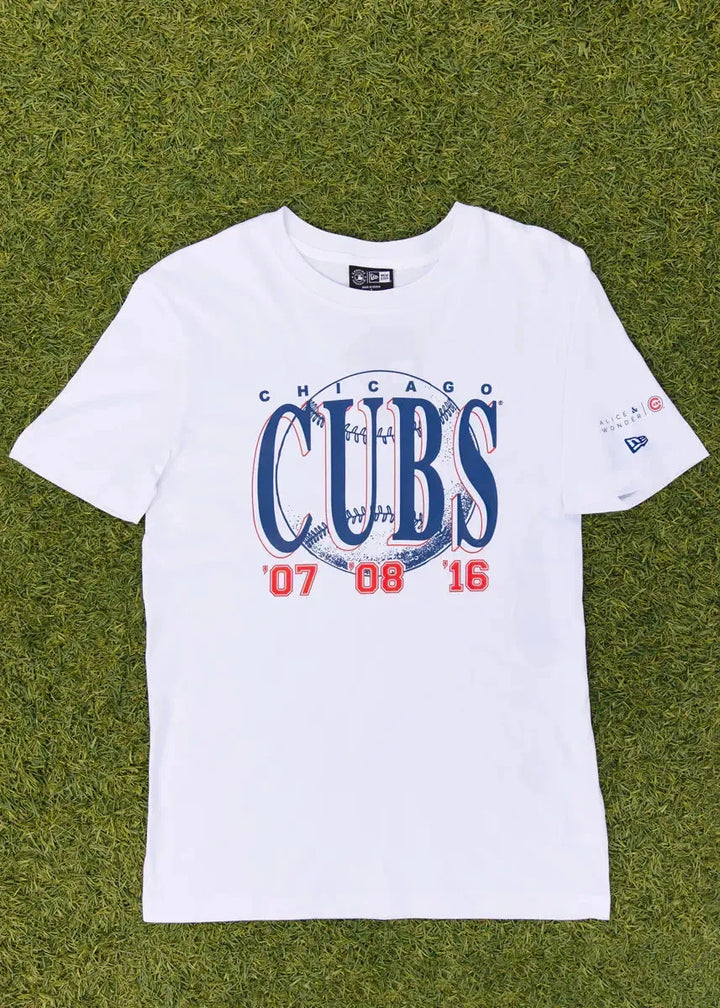 Chicago Cubs X Alice & Wonder Championship Oversized White Tee Short Sleeve Tees Ivy Shop
