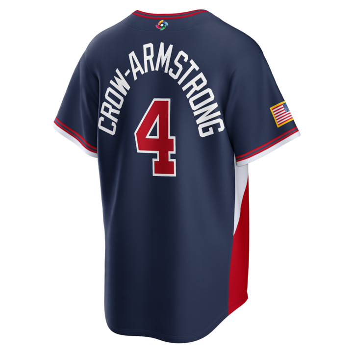 Pete Crow-Armstrong USA Baseball Navy Adult Jersey by Nike Jerseys Nike