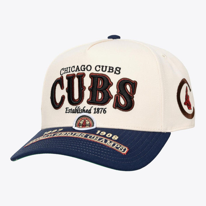 Chicago Cubs World Series Champions Pro Snapback Cap in Cream by Mitchell &amp; Ness Caps MITCHELL n NESS