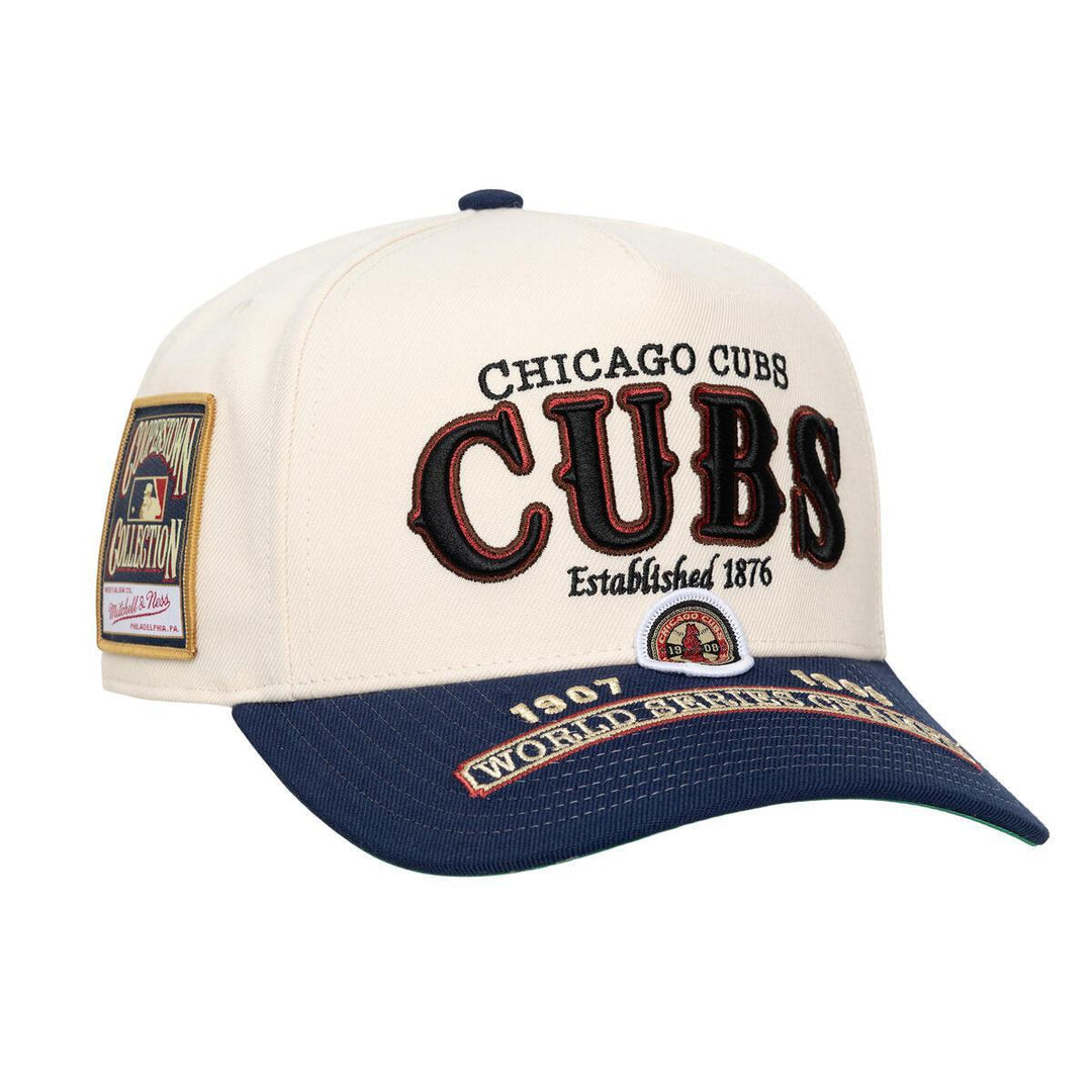 Chicago Cubs World Series Champions Pro Snapback Cap in Cream by Mitchell & Ness Caps MITCHELL n NESS