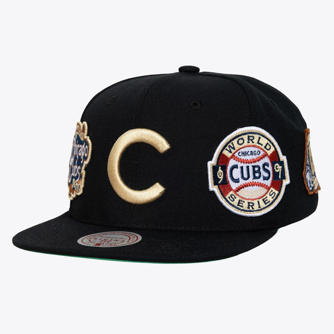 Chicago Cubs All Over Print Snapback Cap in Black by Mitchell &amp; Ness Caps MITCHELL n NESS