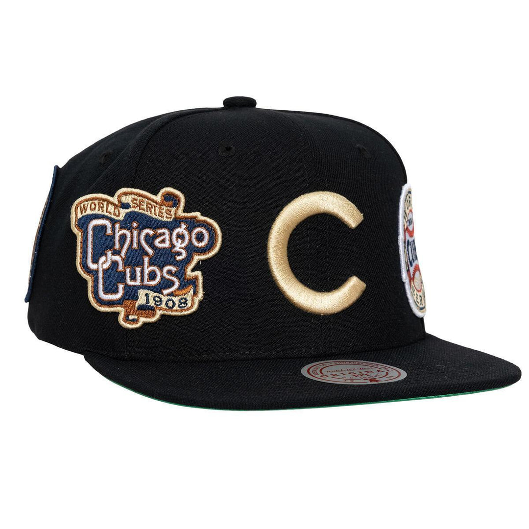 Chicago Cubs All Over Print Snapback Cap in Black by Mitchell & Ness Caps MITCHELL n NESS