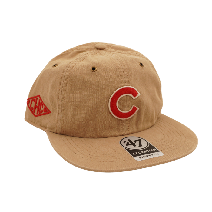 Chicago Cubs Logo Home Ragler Adjustable Cap in Khaki by '47 Brand Caps TWINS ENTERPRISE INC