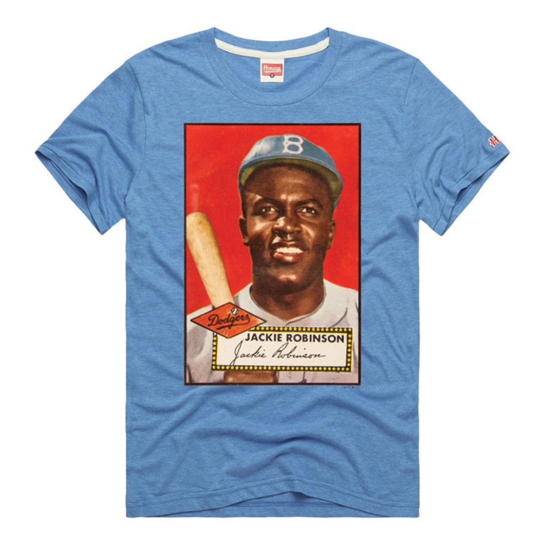 Jackie Robinson Topps Baseball Card T-Shirt by Homage Short Sleeve Tees HOMAGE