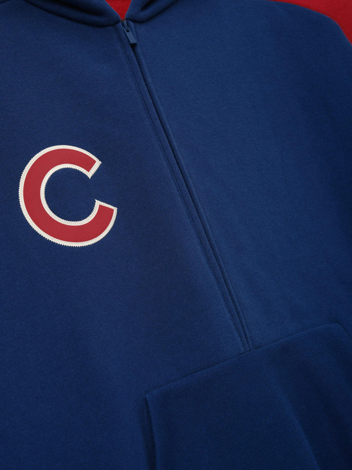 Chicago Cubs x Fear of God Raglan Half-Zip Hoodie in Royal/Red Sweatshirts &amp; Hoodies FEAR OF GOD
