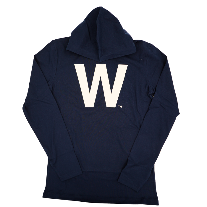 Chicago Cubs W Flag Long Sleeve Hoodie Tee in Navy Sweatshirts &amp; Hoodies LEVY UK